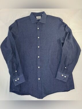Faconnable Contemporary Mens 15.5 39 Blue Button Down Shirt